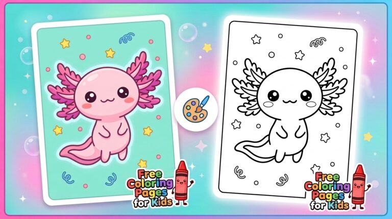 Cute Axolotl Coloring Pages for Kids – Free Printable