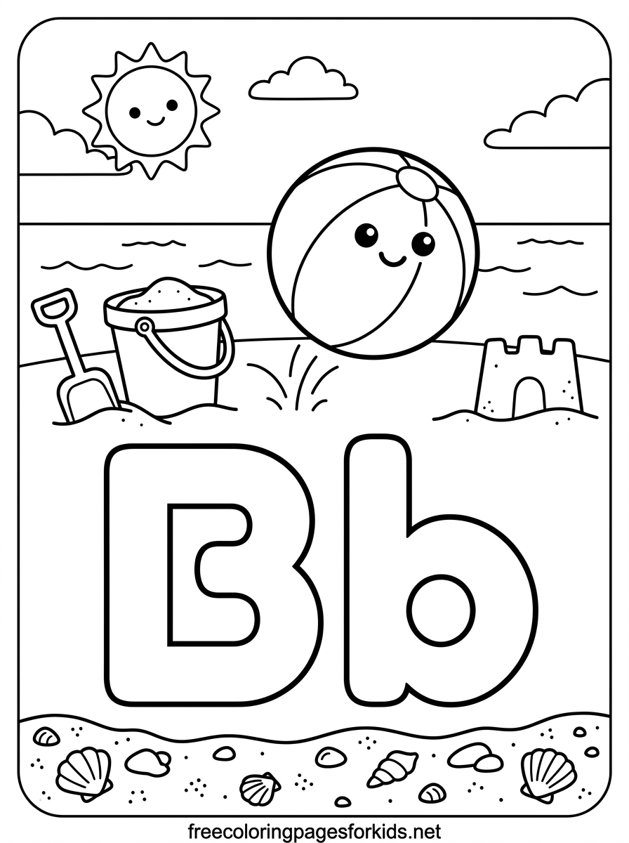 Letter B Beach Ball Coloring Page