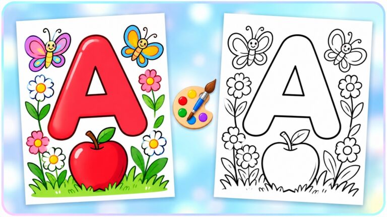 LETTER A COLORING PAGES