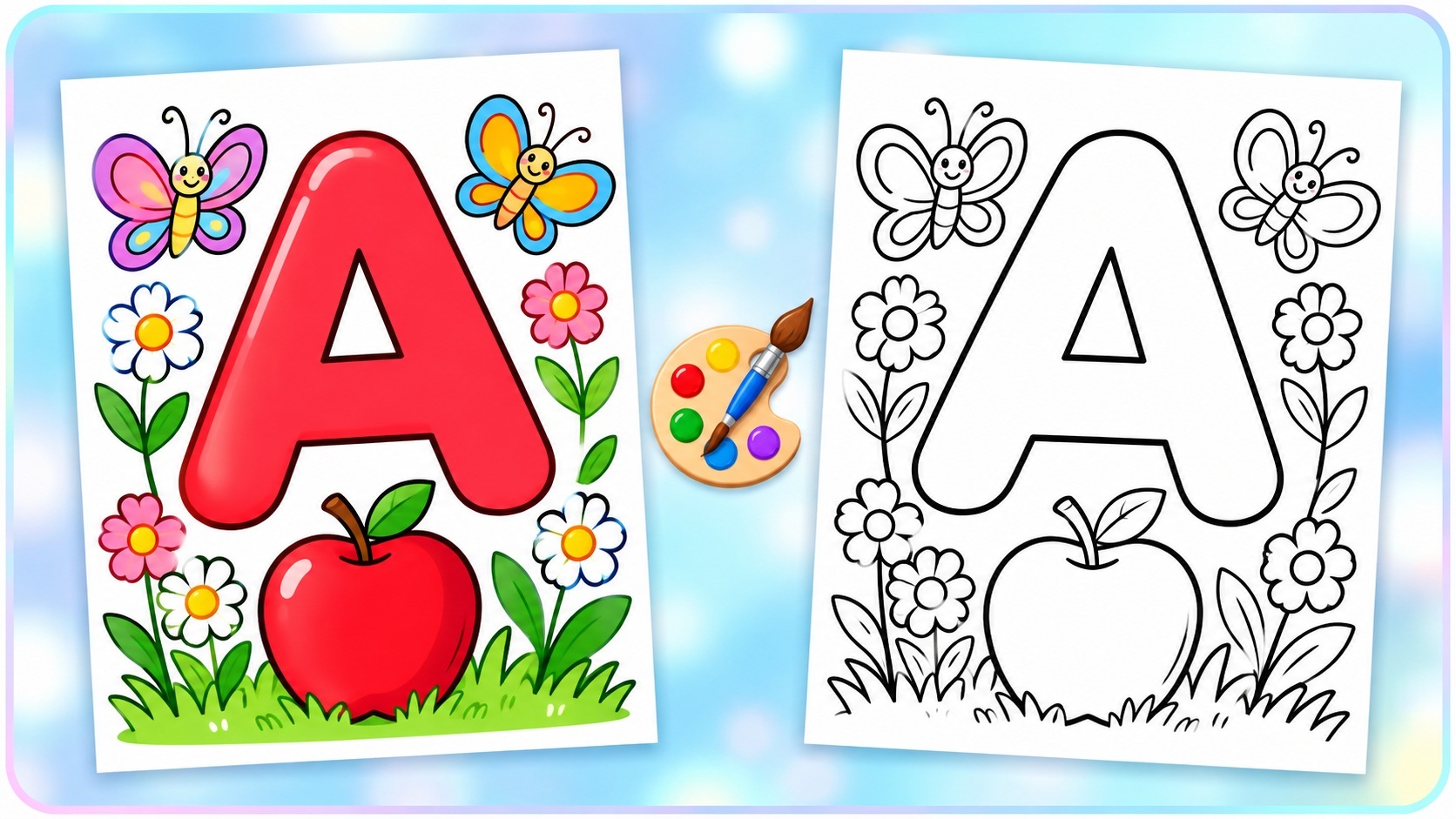 LETTER A COLORING PAGES