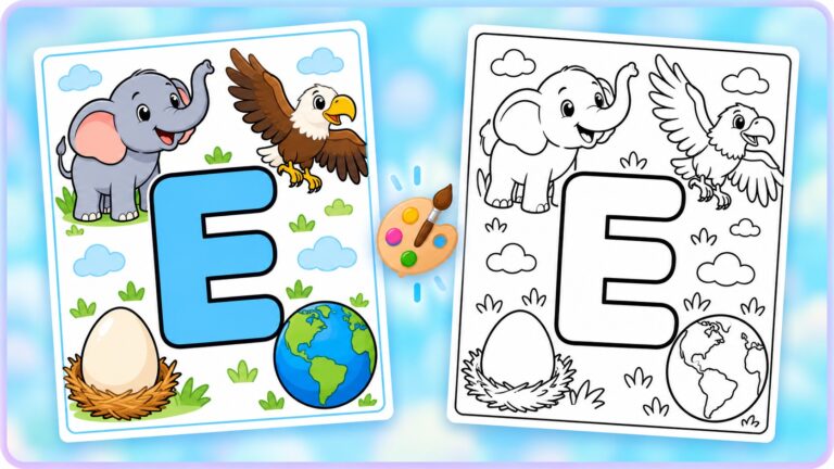 Letter E Coloring Pages