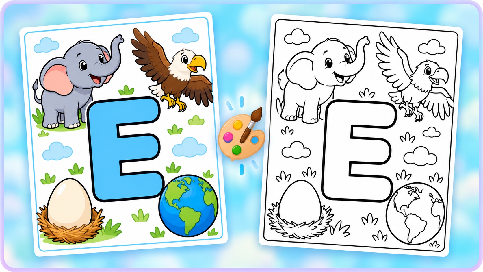 Letter E Coloring Pages