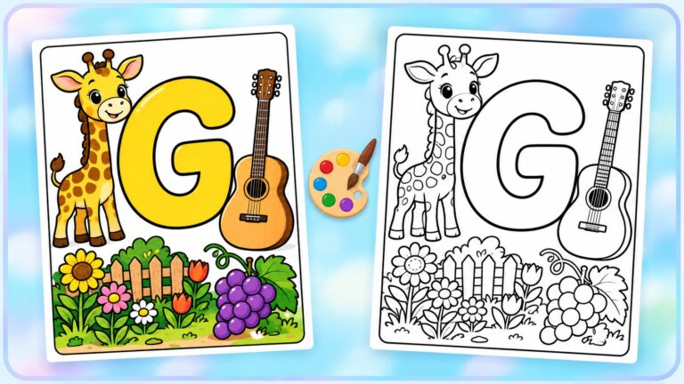 Cute Letter G Coloring Pages for Kids – Free Printable