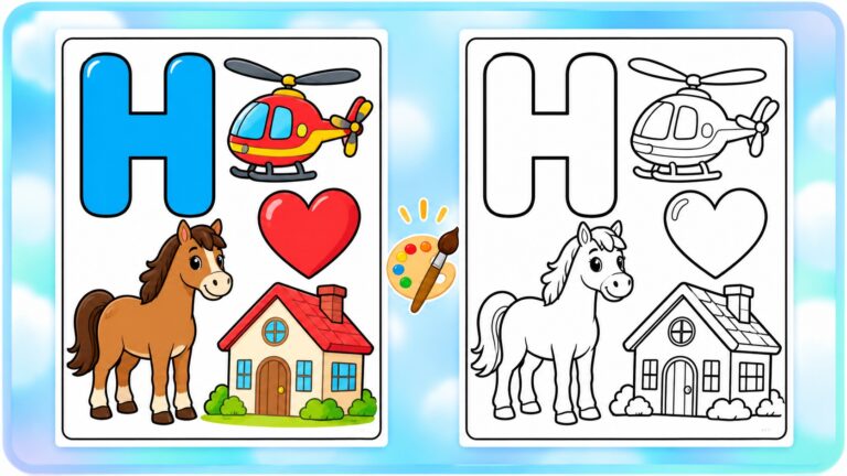 Free Printable Letter H Coloring Pages for Preschool Kids