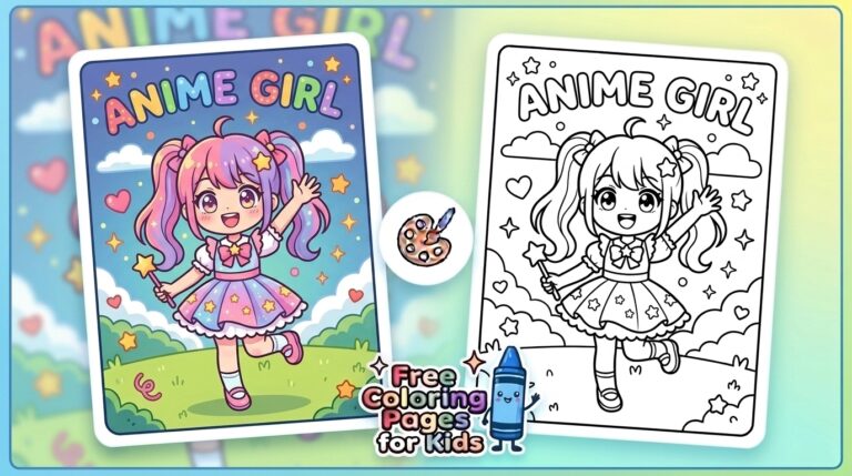 Cute Anime Girl Coloring Pages: Free Printable for Kids