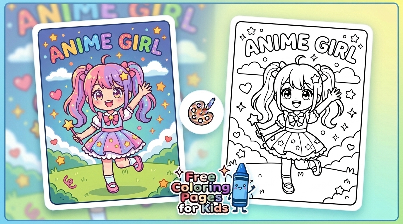 Cute Anime Girl Coloring Pages: Free Printable for Kids