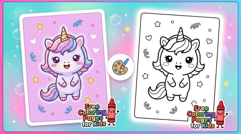 Cute Baby Unicorn Coloring Pages for Kids: Free Printable