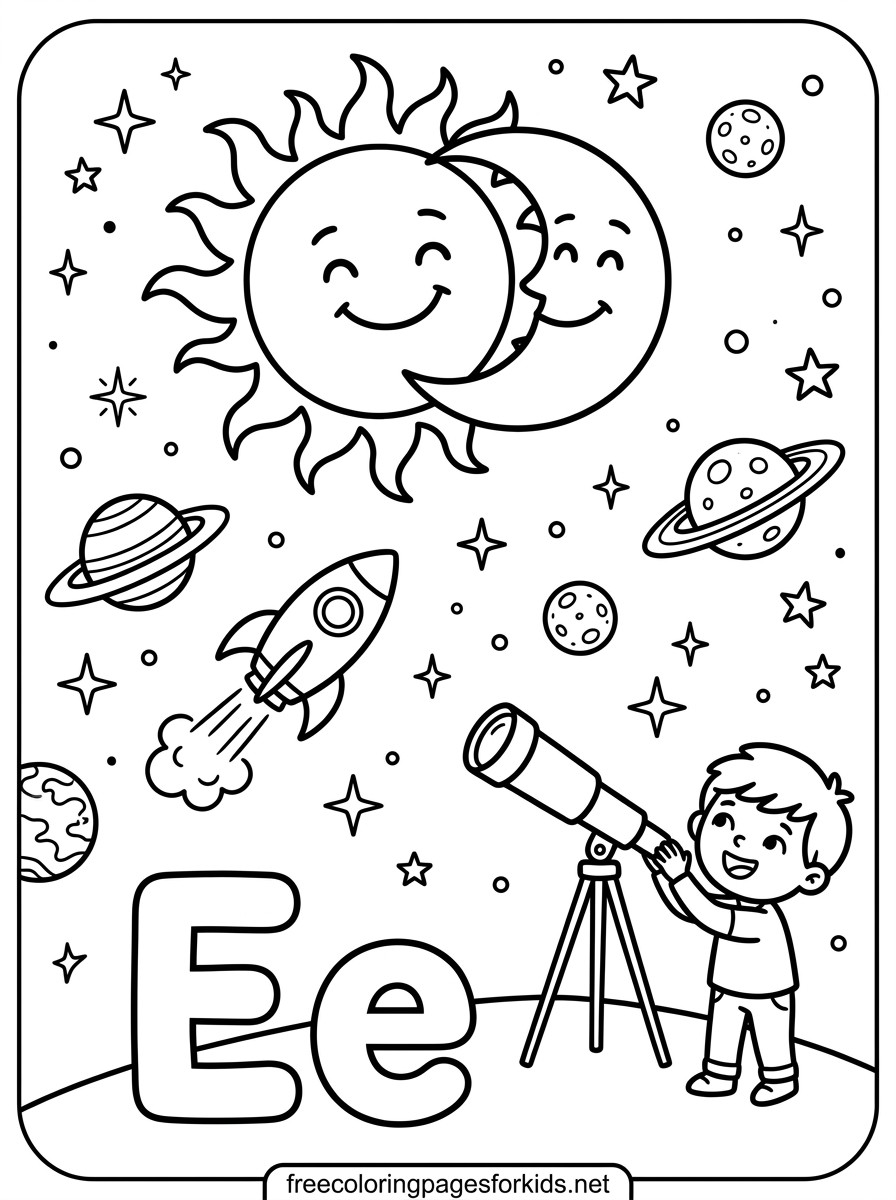 Letter E Coloring Pages
