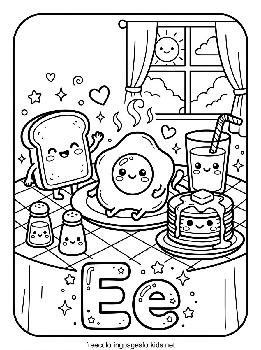 Letter E Coloring Pages