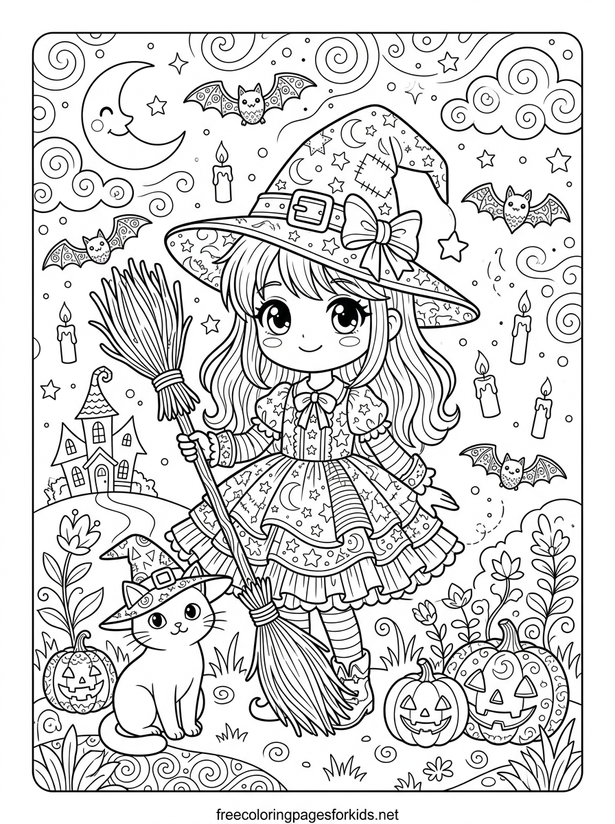 Anime Witch Coloring Page