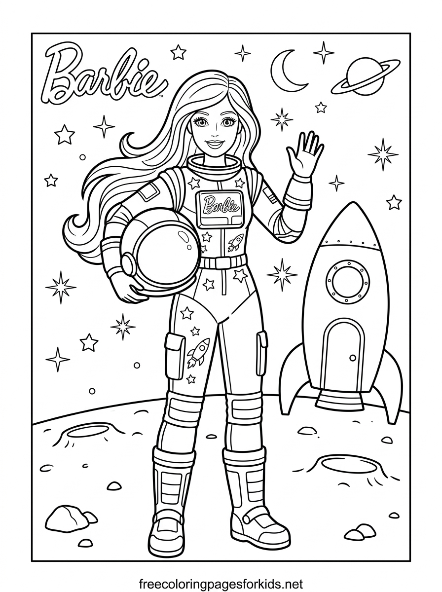 Astronaut Doll on the Moon Coloring Page