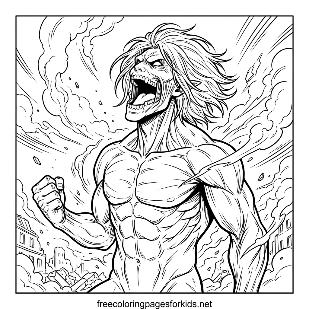 Attack Titan Roaring Coloring Page