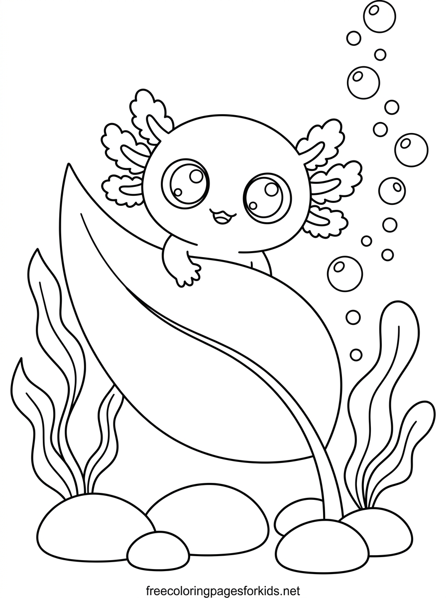 Baby Axolotl Coloring Page