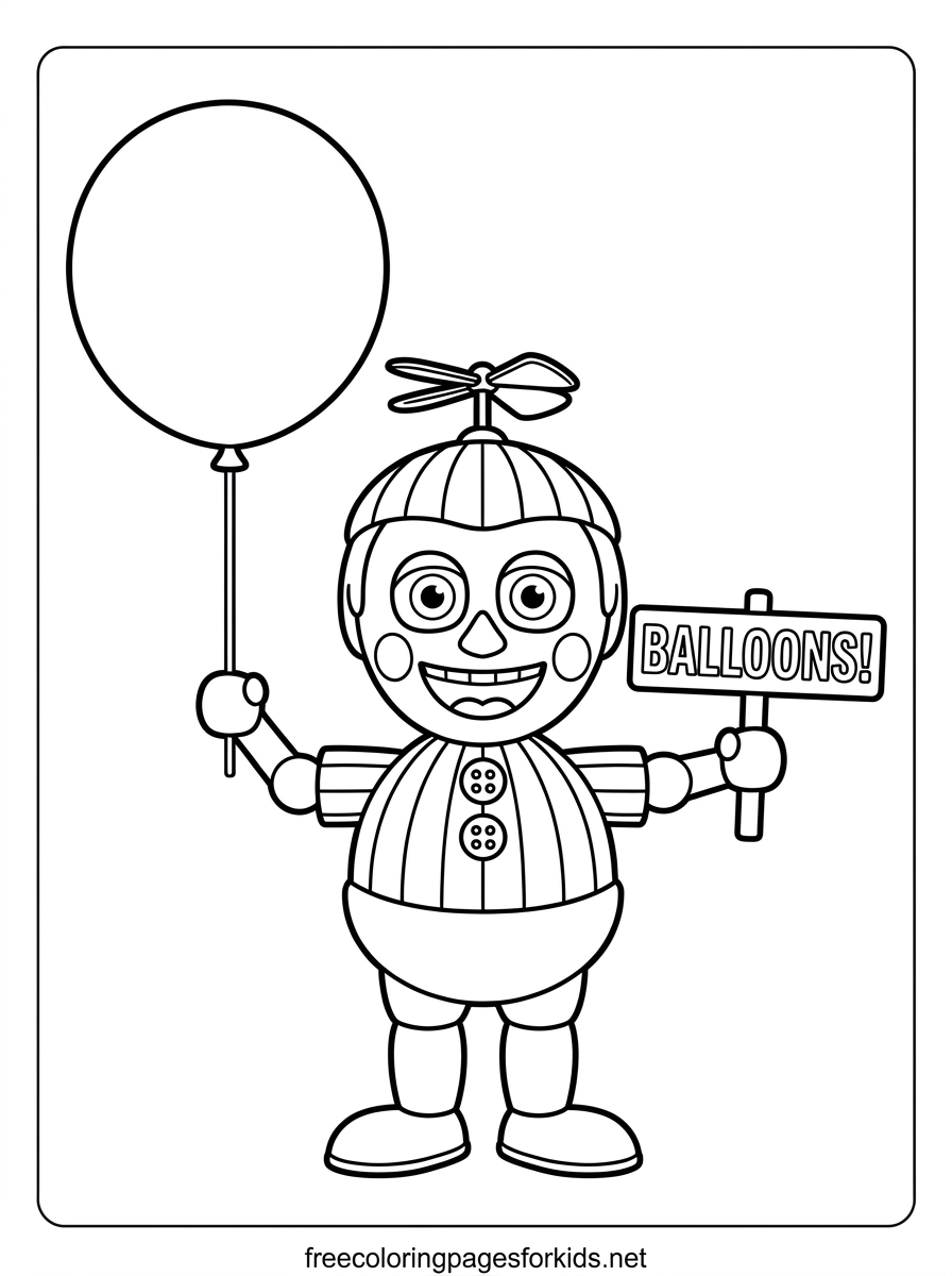 Balloon Boy Holding a Balloon Coloring Page