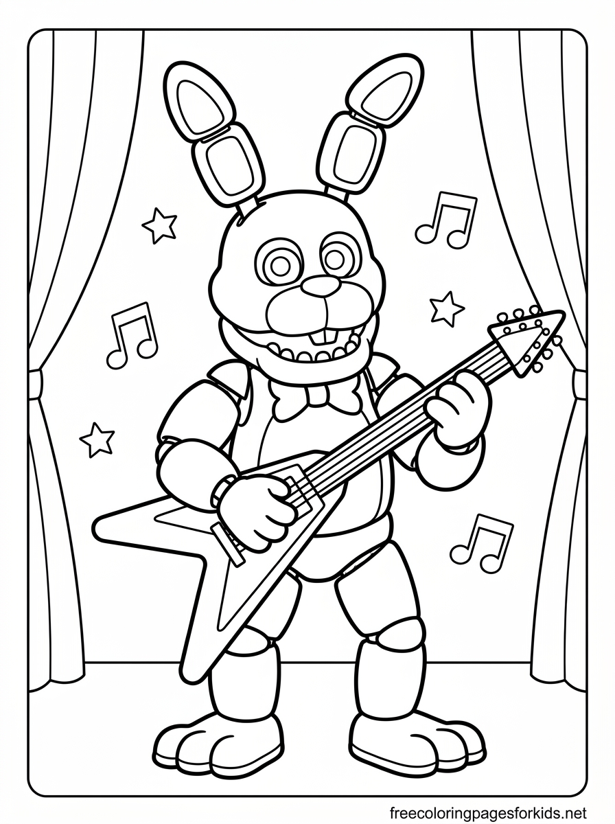 Bonnie Playing the Guitar Coloring Page