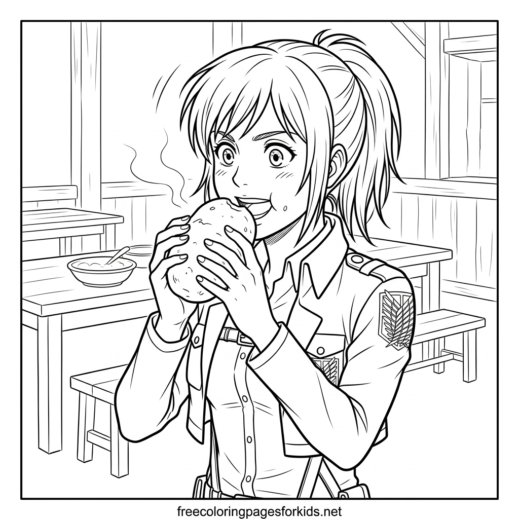 Scout Eating a Potato Coloring Page