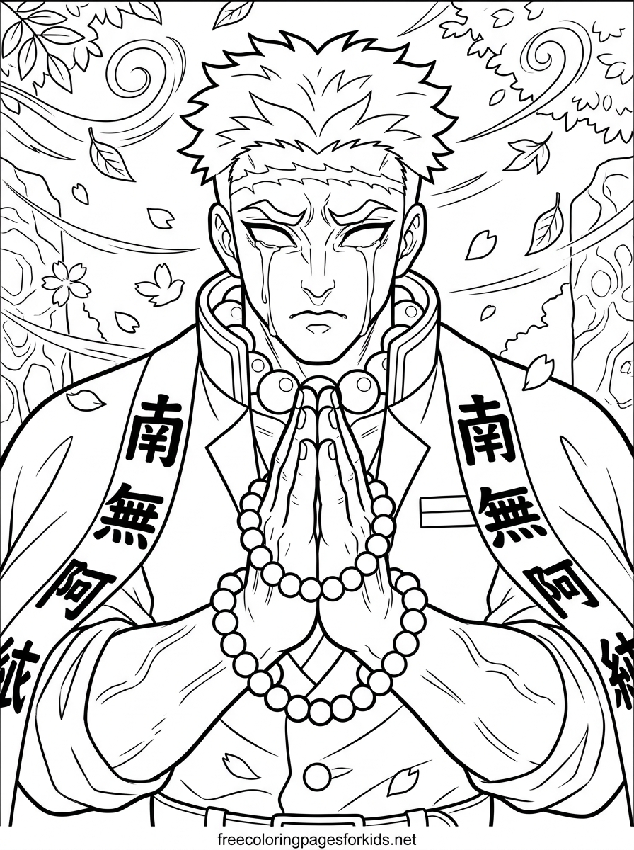 Warrior Praying With Beads Coloring Page