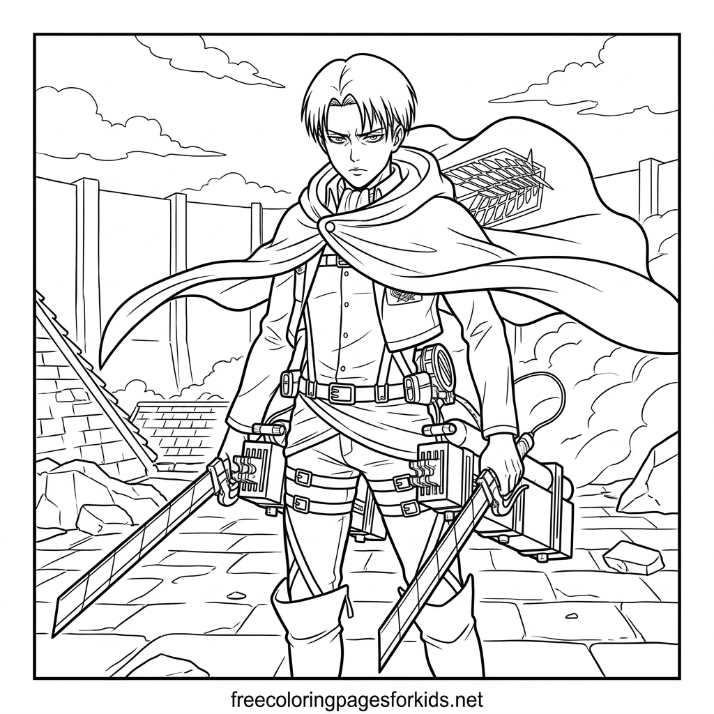 Scout With Twin Blades in a Powerful Stance Coloring Page
