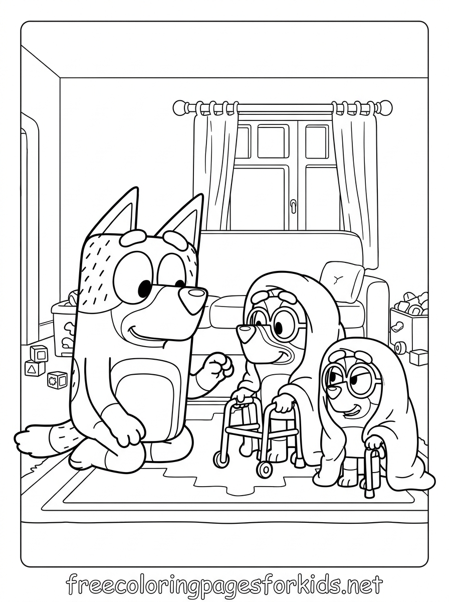 Playing Grannies Coloring Page