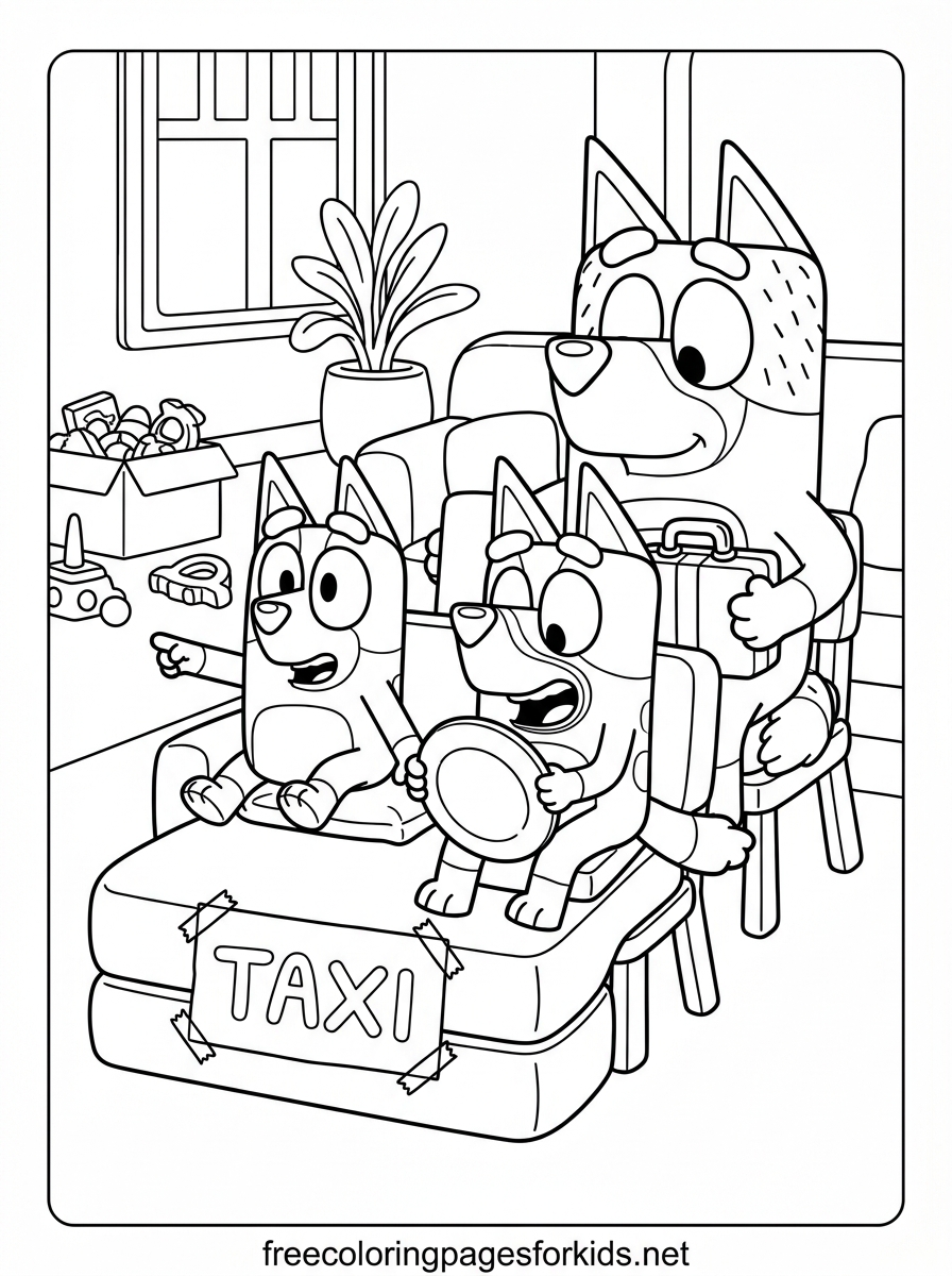 Playing Taxi Coloring Page