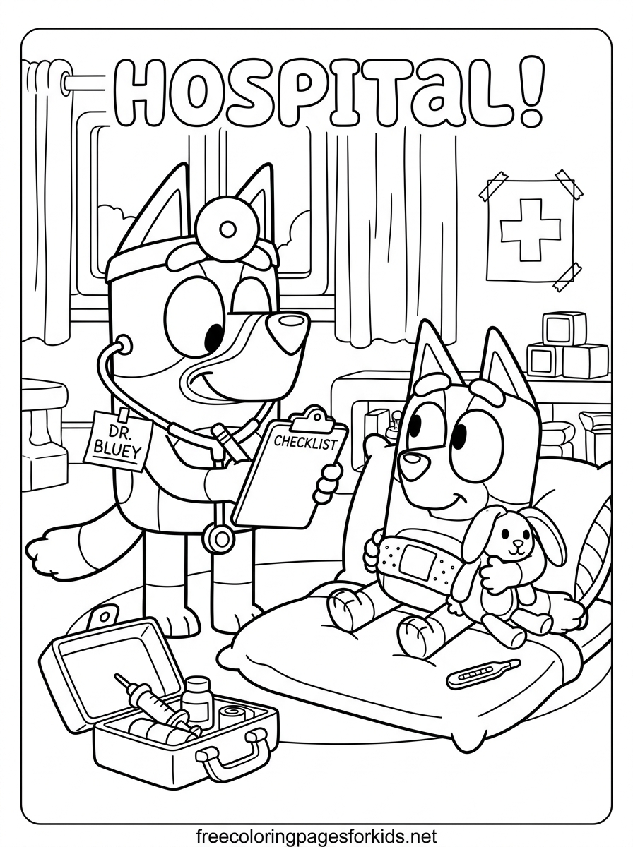 Playing Hospital Coloring Page