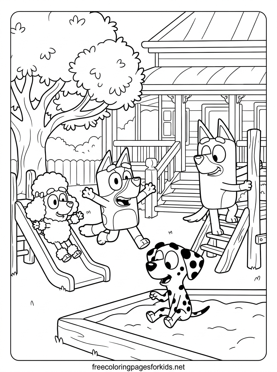 Playground Fun With Friends Coloring Page