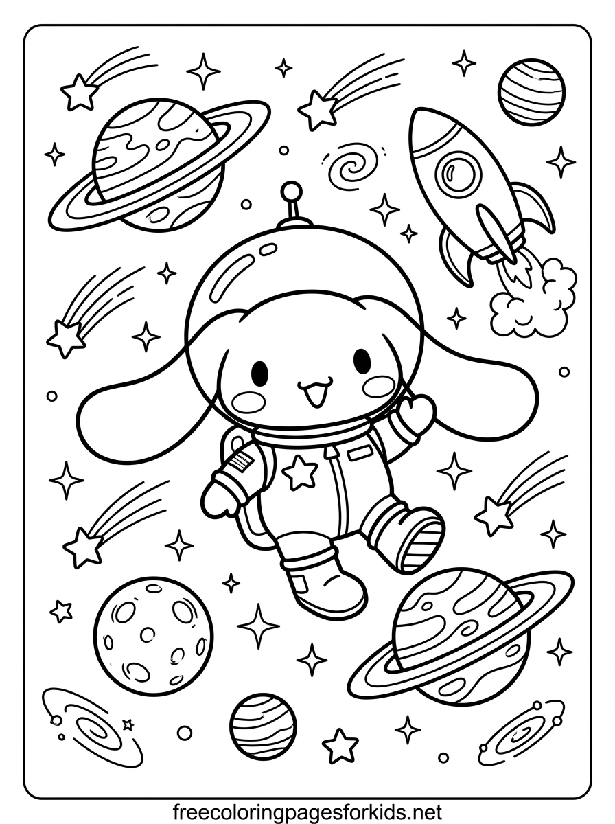 Cinnamoroll Astronaut Coloring Page
