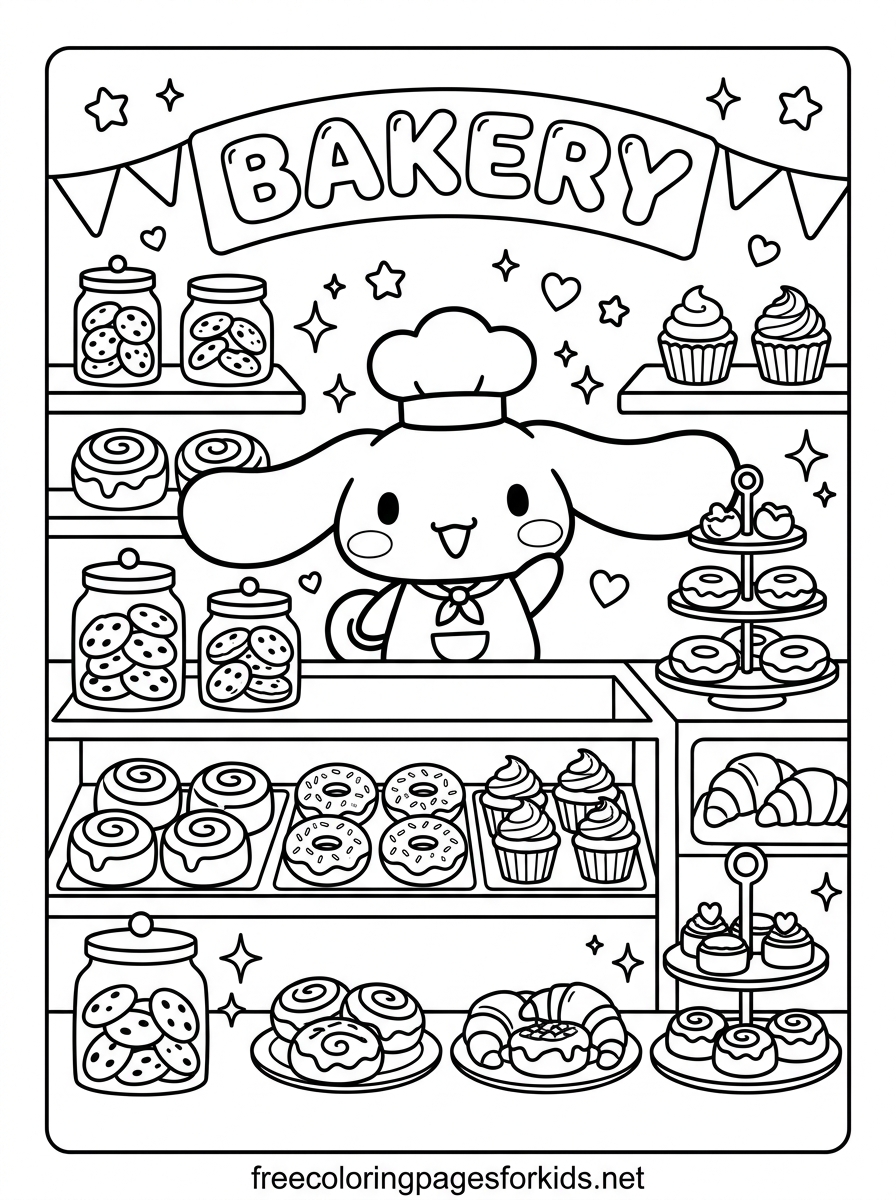 Cinnamoroll Bakery Coloring Page
