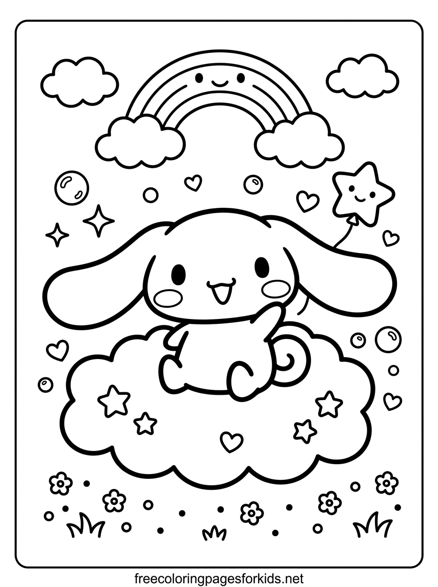 Cinnamoroll Rainbow Coloring Page