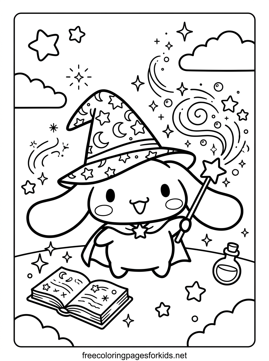 Cinnamoroll Wizard Coloring Page