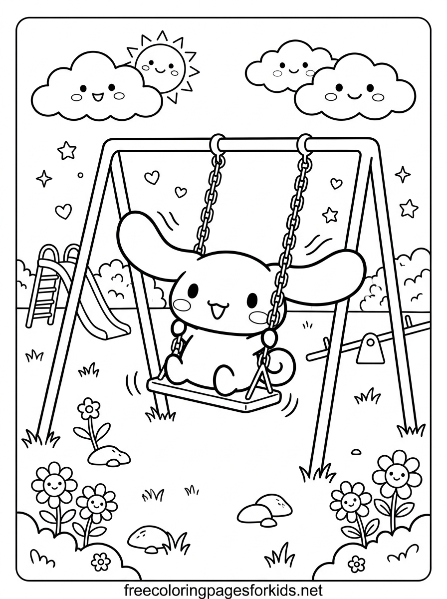 Cinnamoroll Swing Coloring Page