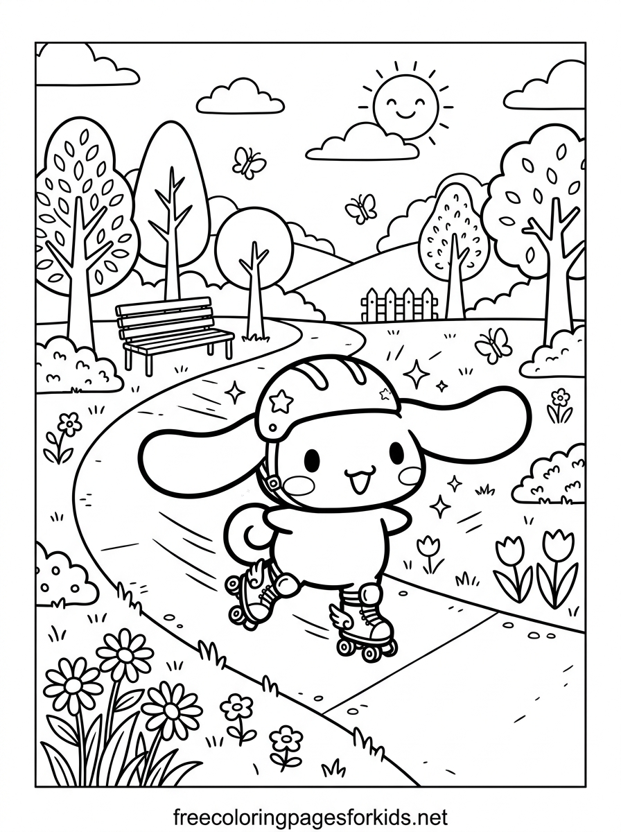 Cinnamoroll Roller Skate Coloring Page