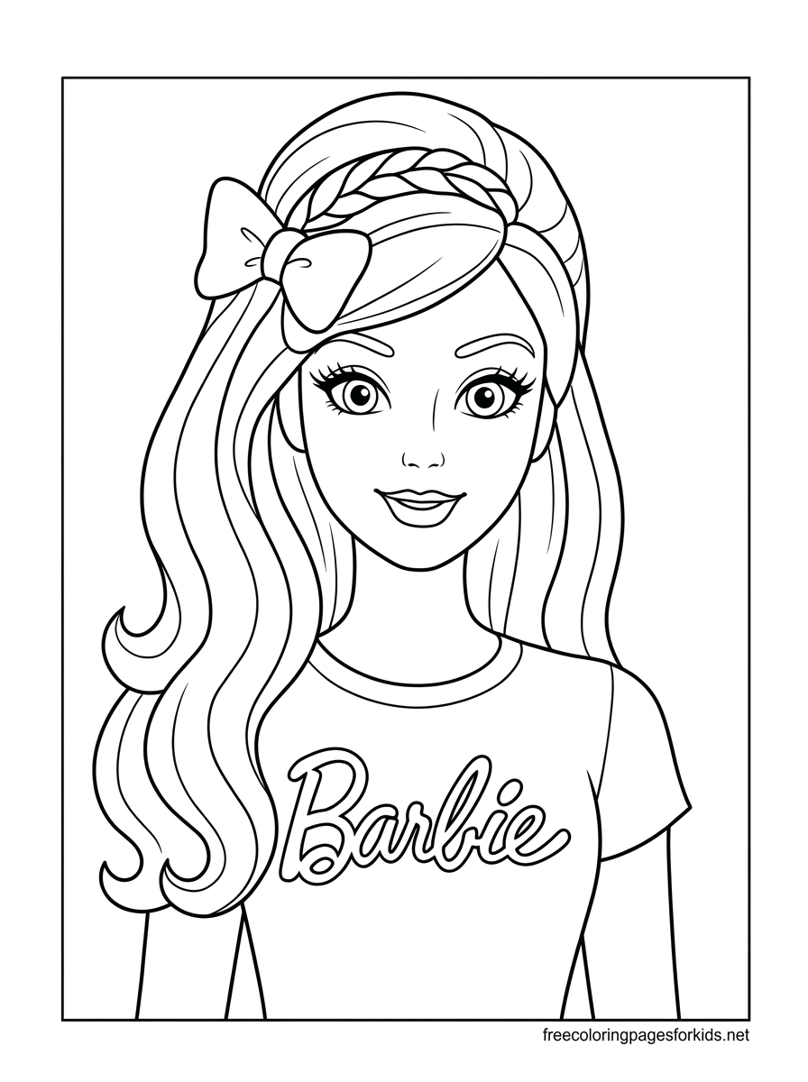 Doll Portrait With a Bow Coloring Page