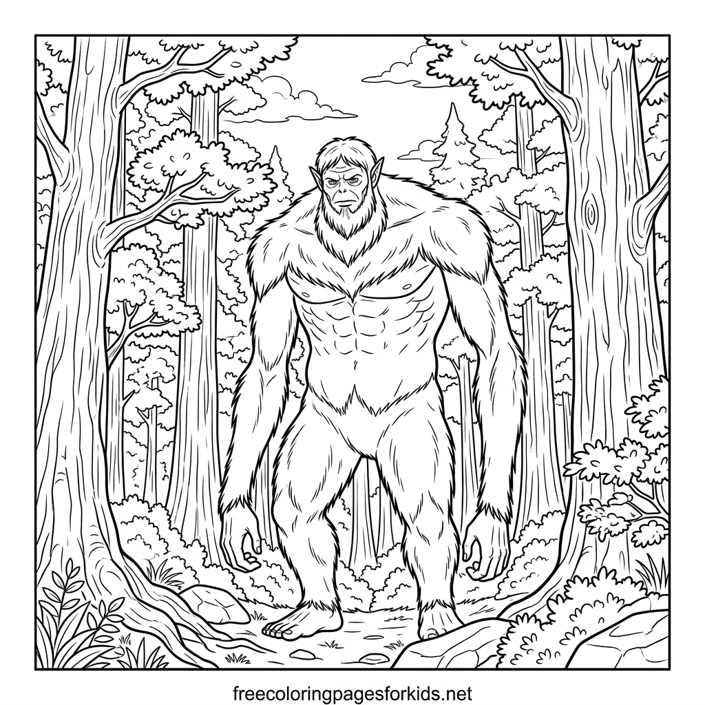 Furry Titan Standing Among Trees Coloring Page