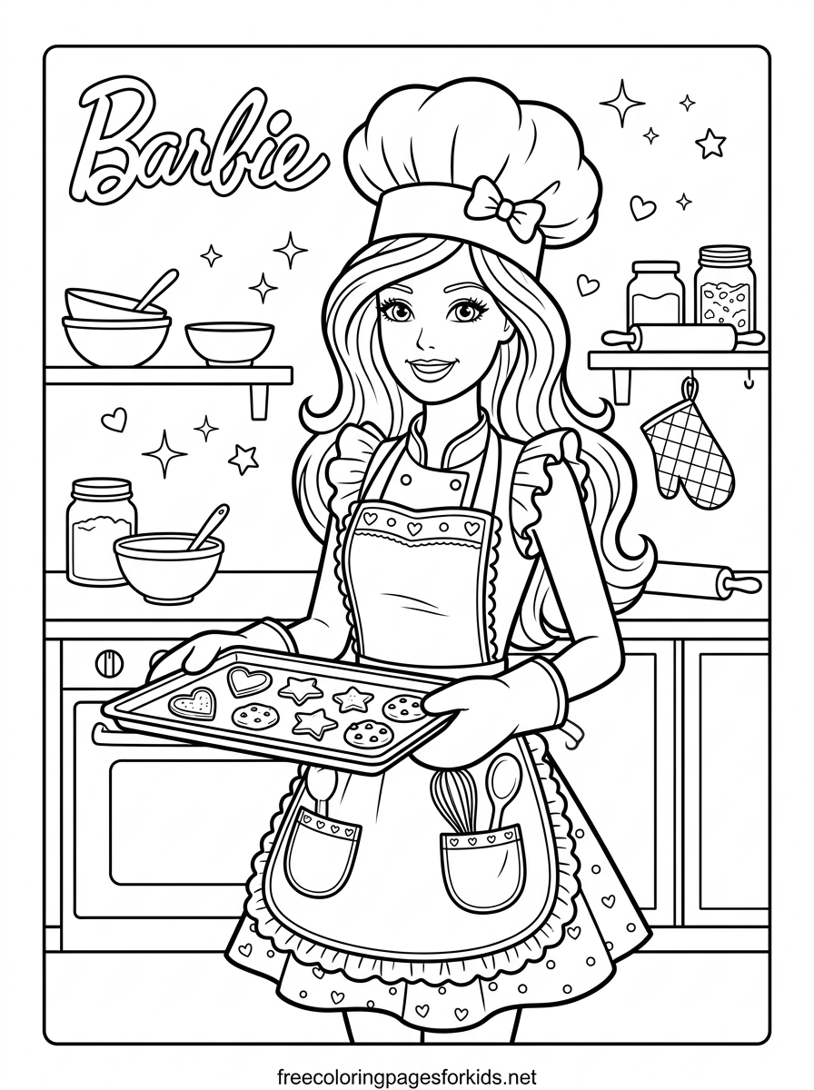 Doll Holding a Tray of Cookies Coloring Page