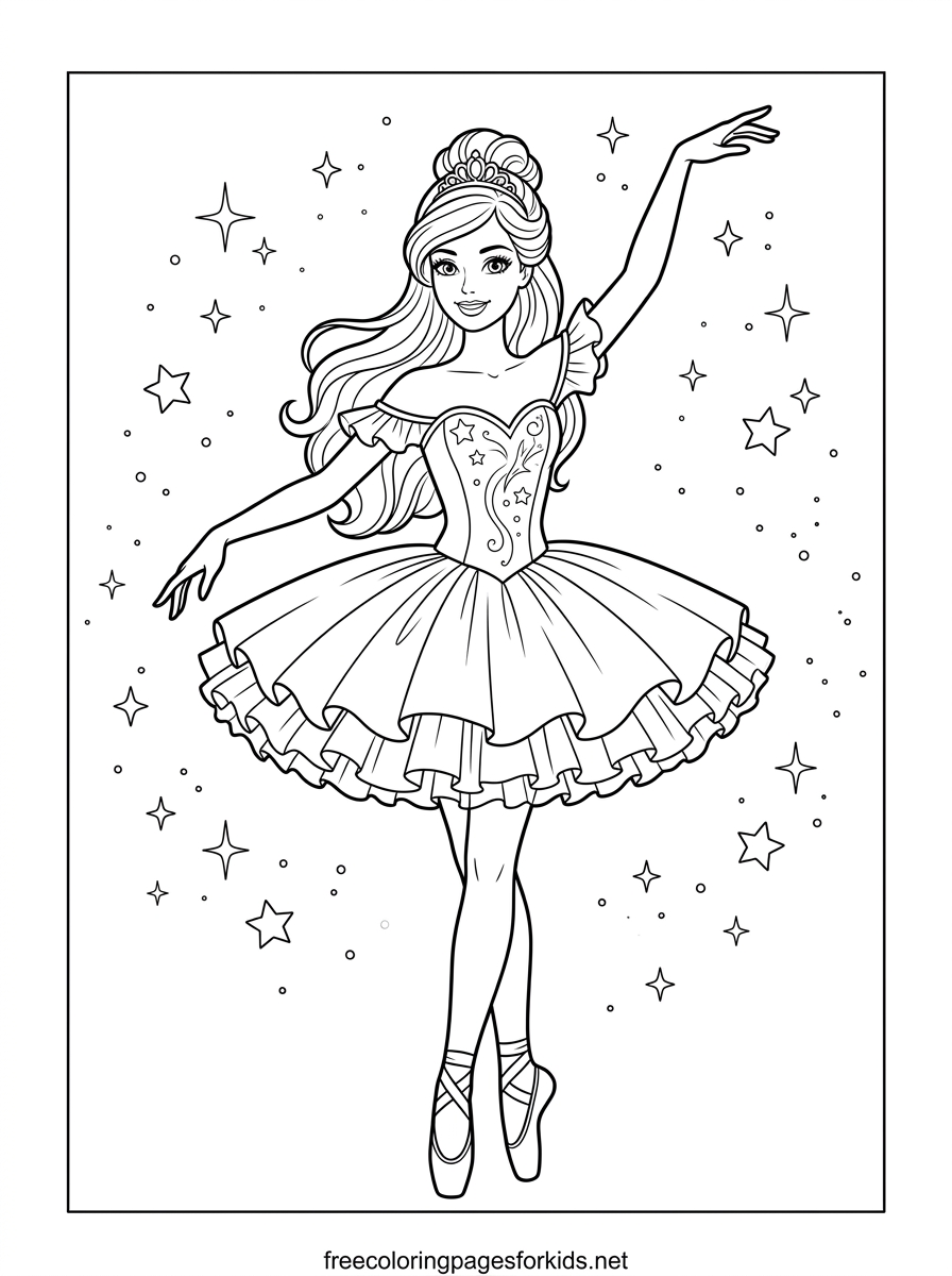 Doll in a Ballet Pose Coloring Page