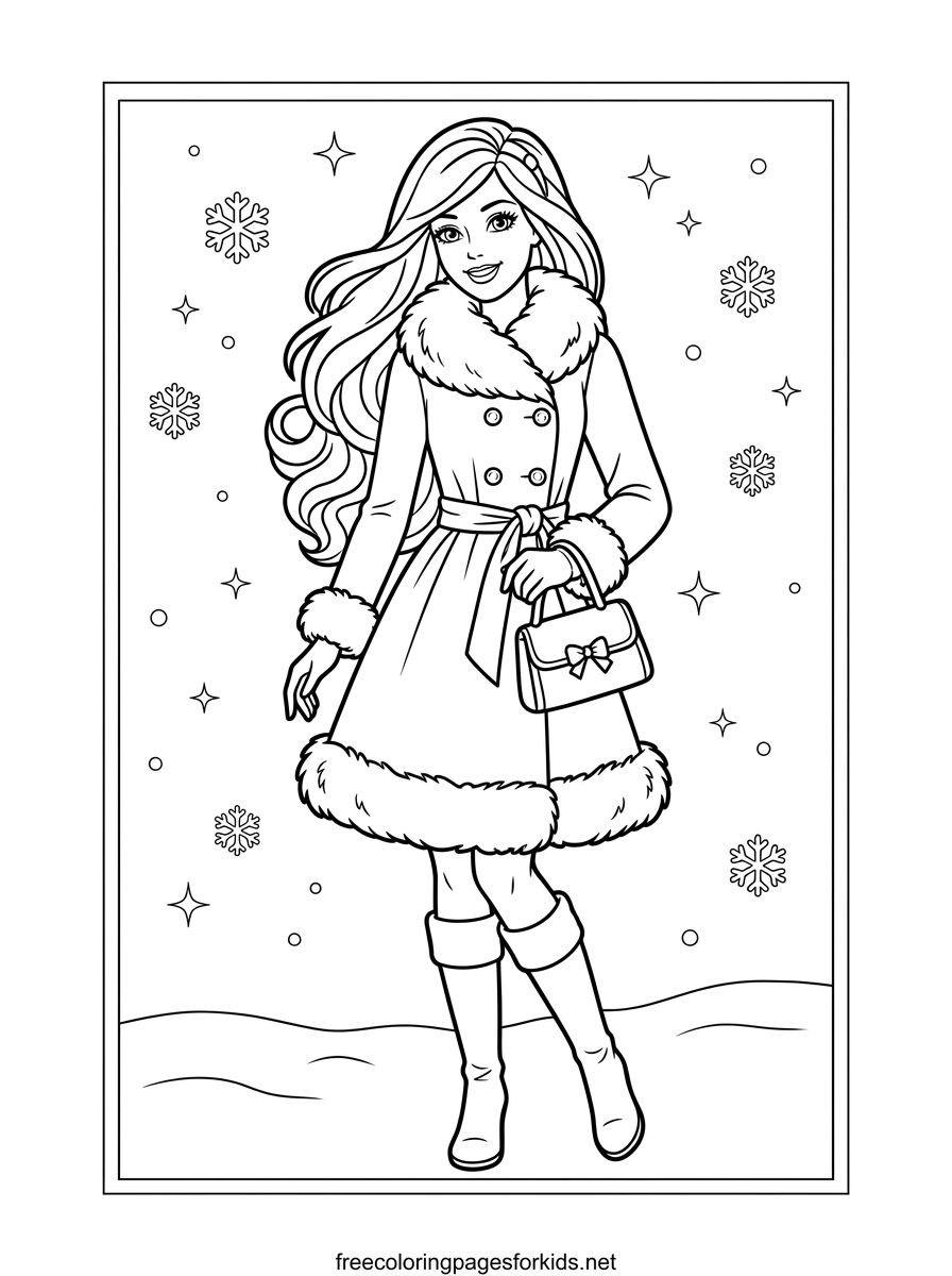 Doll in a Winter Coat Coloring Page