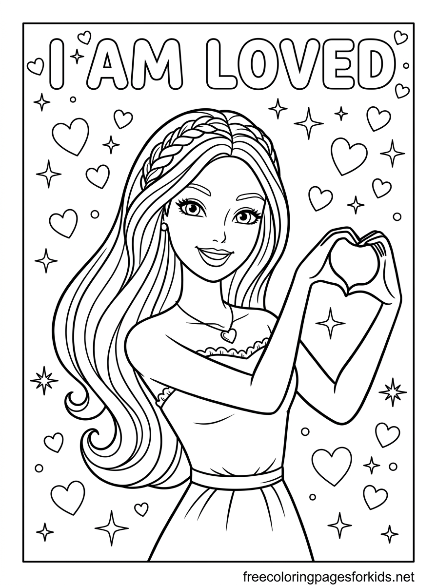 Doll Making a Heart With Her Hands Coloring Page