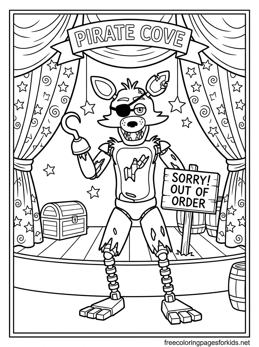 Foxy the Pirate at Pirate Cove Coloring Page