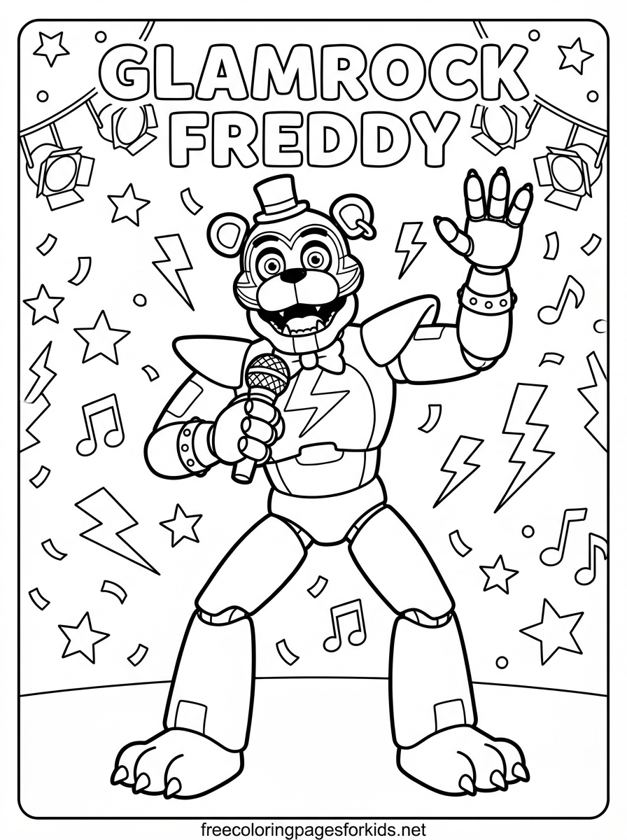 Glamrock Freddy Coloring Page