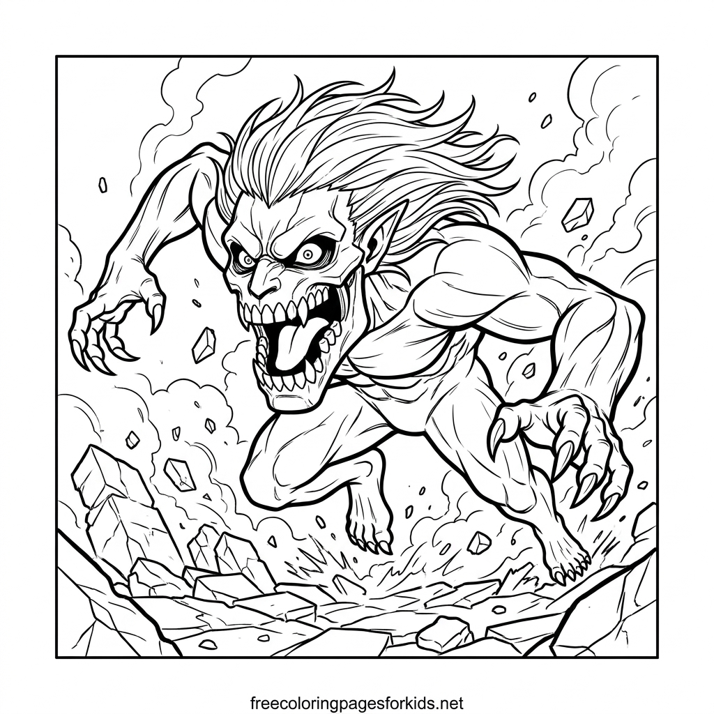 Jaw Titan Pouncing Coloring Page