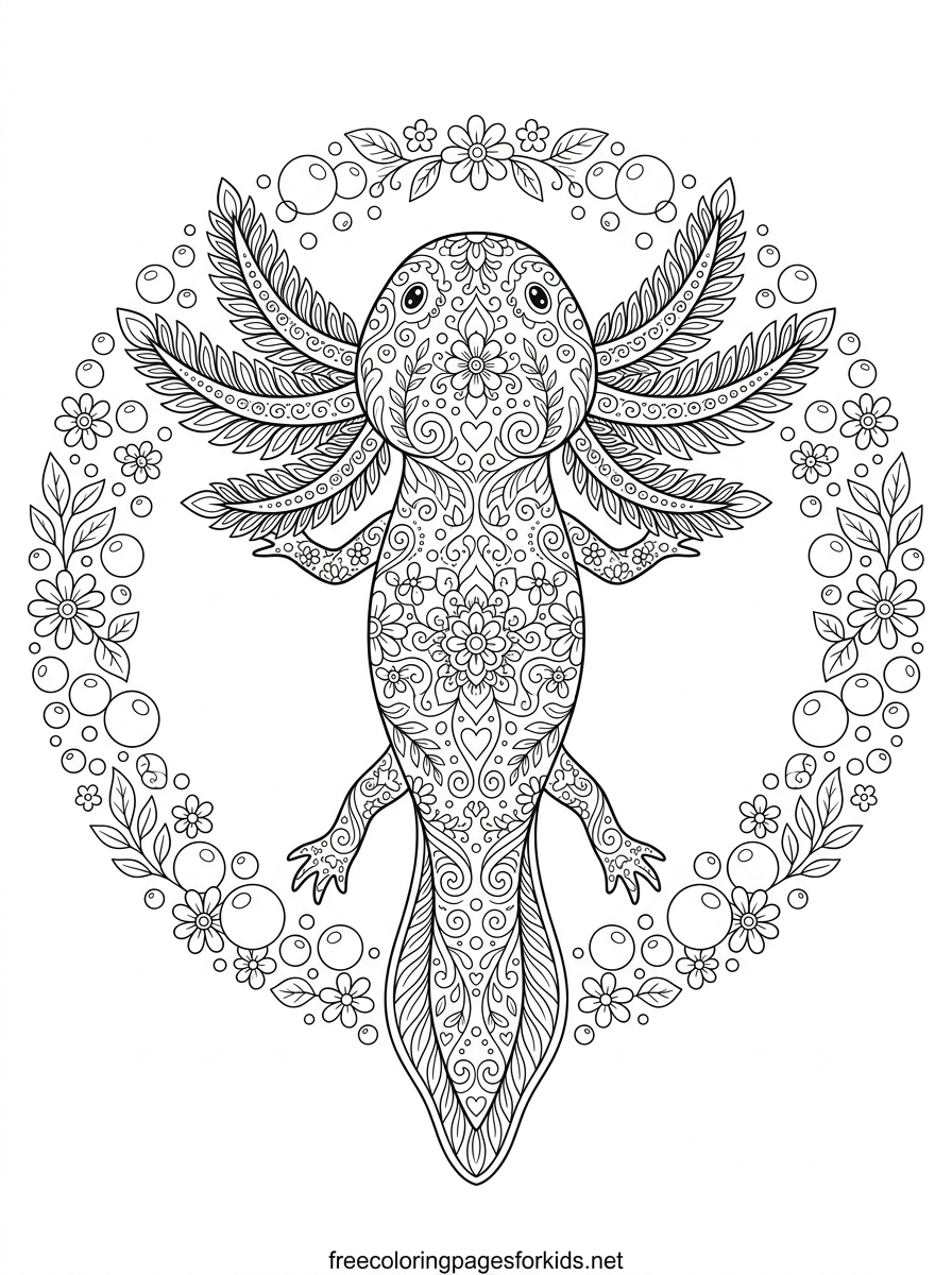 Mandala Axolotl Coloring Page