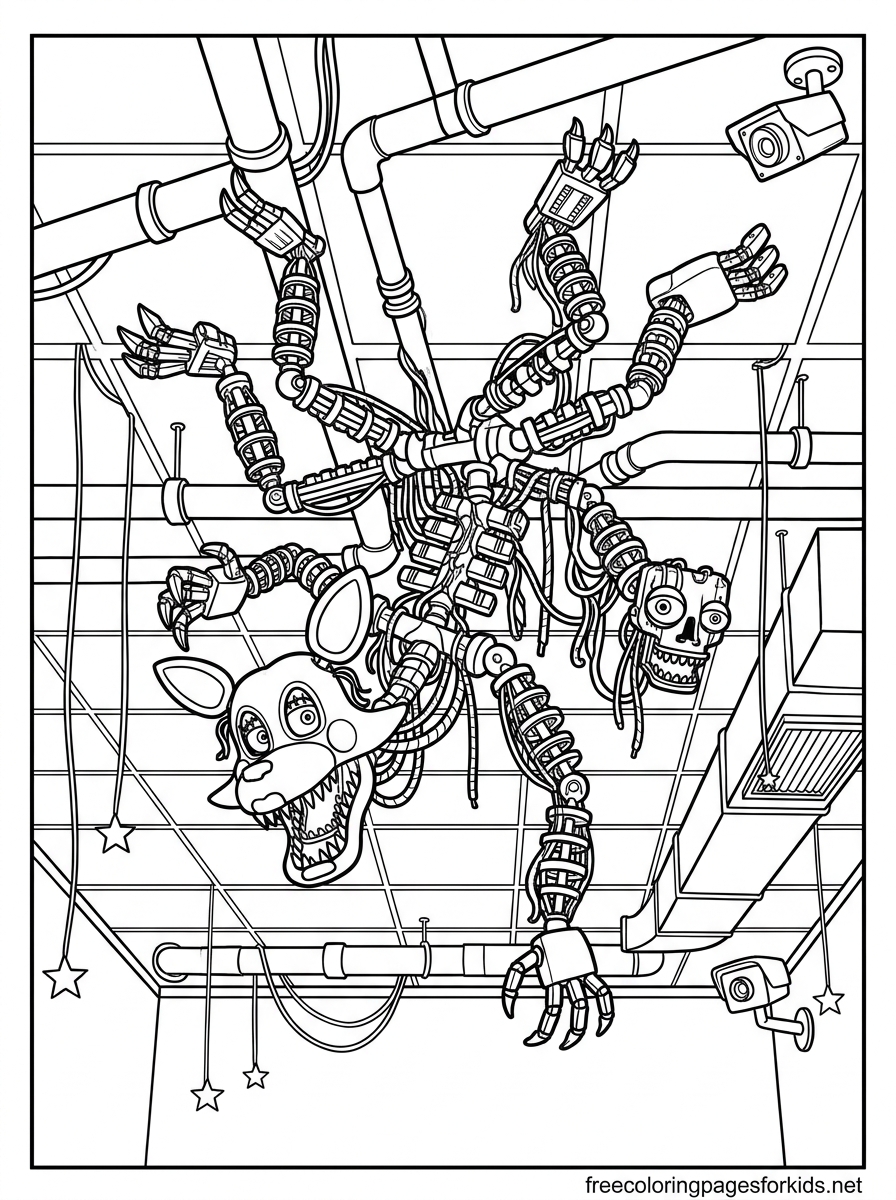 Mangle Climbing on the Ceiling Coloring Page