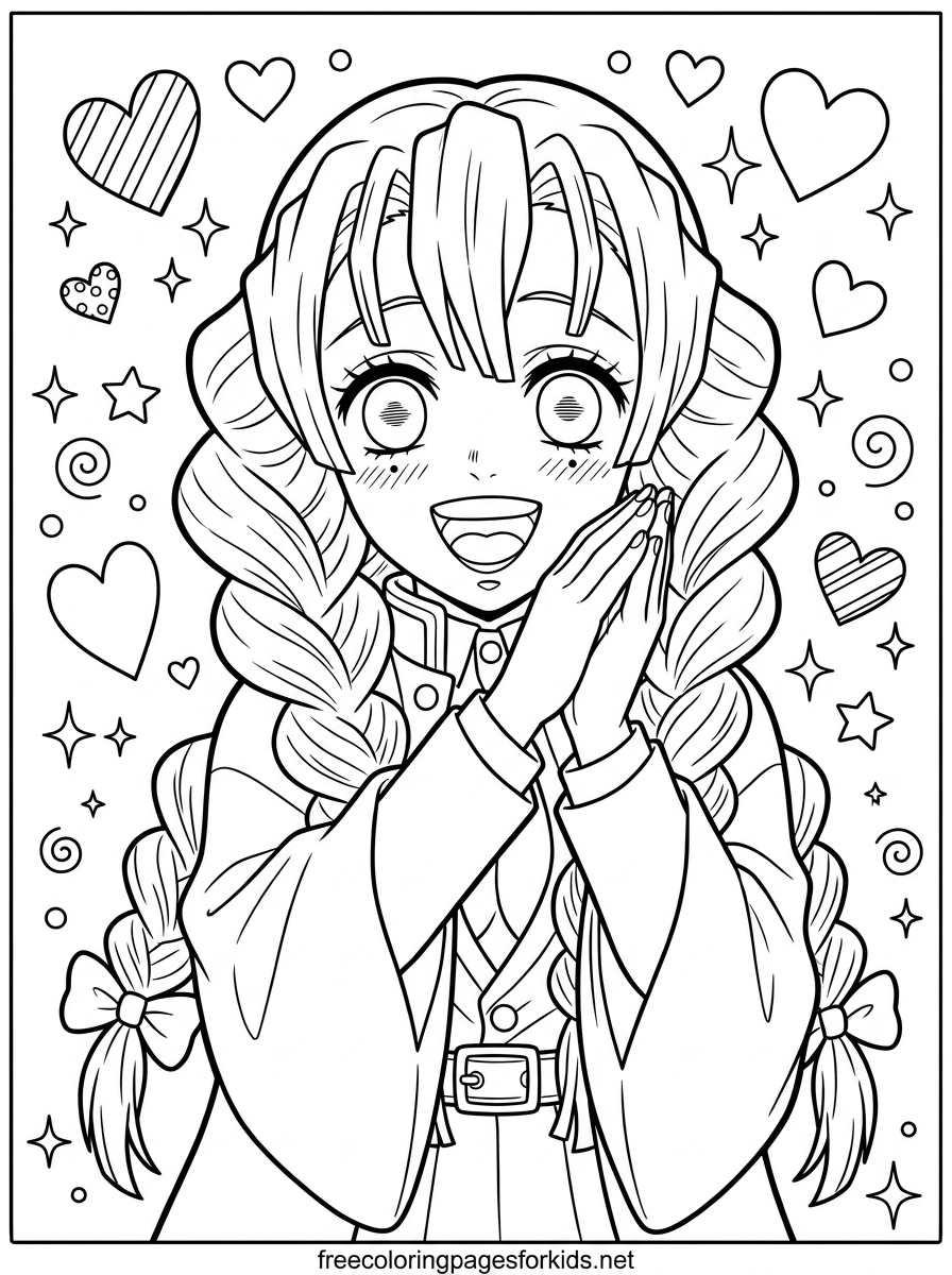Mitsuri Kanroji Coloring Page
