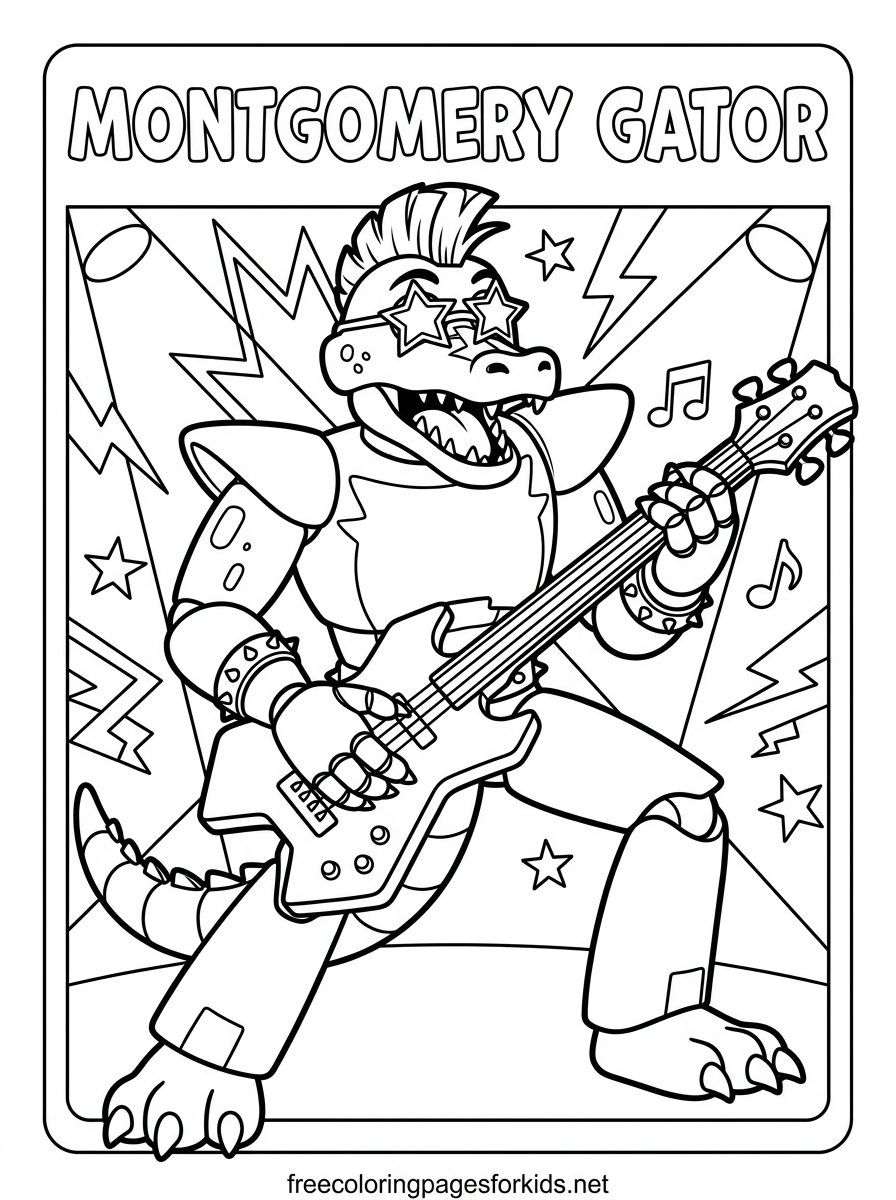 Montgomery Gator Rocking Out Coloring Page