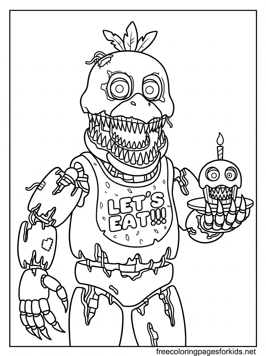 Nightmare Chica Coloring Page