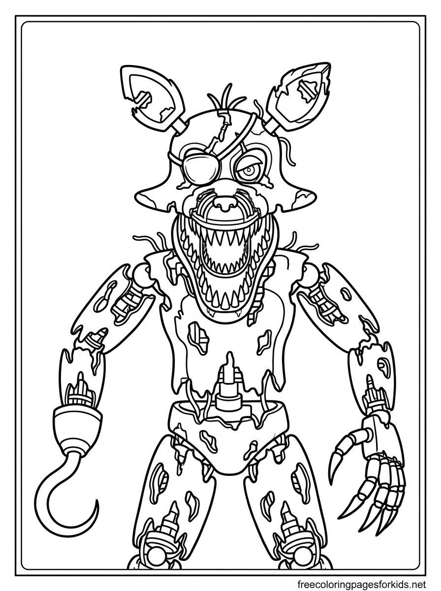 Nightmare Foxy Coloring Page