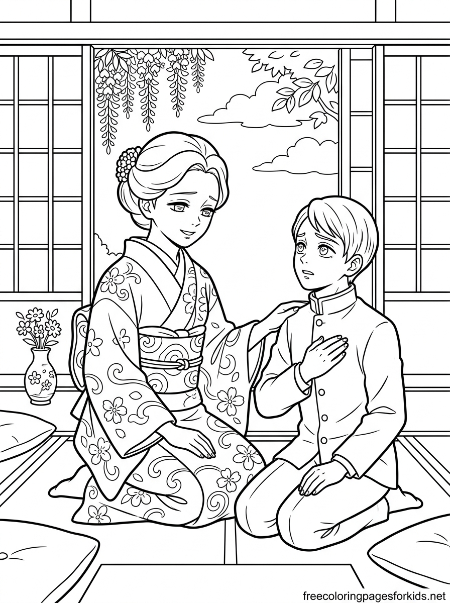 Tamayo and Yushiro Coloring Page