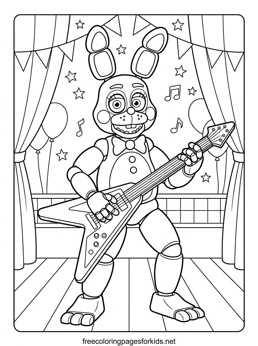 Toy Bonnie Playing the Guitar Coloring Page
