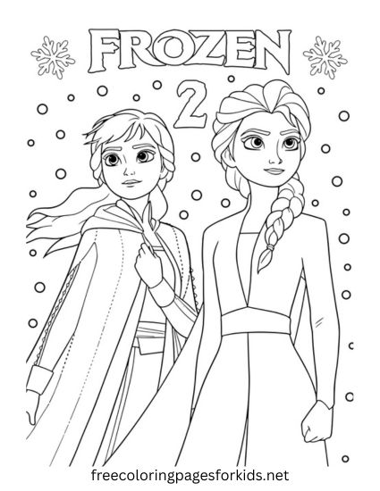 Frozen 2 Anna and Elsa Coloring Page